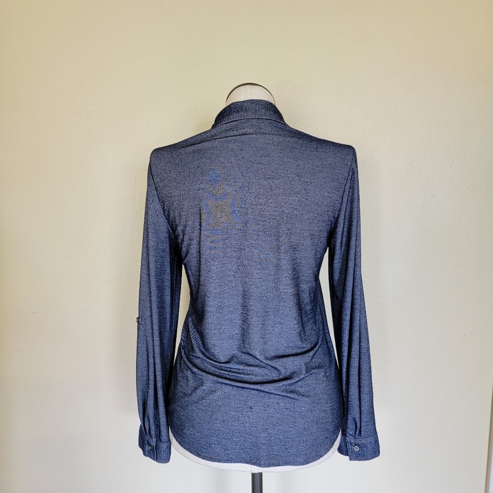 Chambray Style Button Down Rayon Blend - Picture 8 of 12